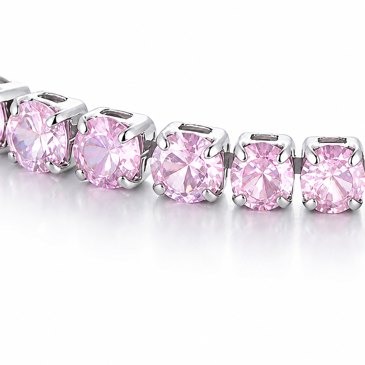 VEZZEN Gradient Iridescent CZ Tennis Bracelet for Women & Men, 4mm Titanium Steel Sparkly Bracelet, Pink/Blue Couple Jewelry Gift