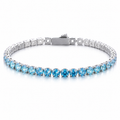VEZZEN Gradient Iridescent CZ Tennis Bracelet for Women & Men, 4mm Titanium Steel Sparkly Bracelet, Pink/Blue Couple Jewelry Gift